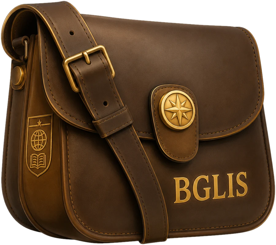 Leather BGLIS satchel with compass clasp